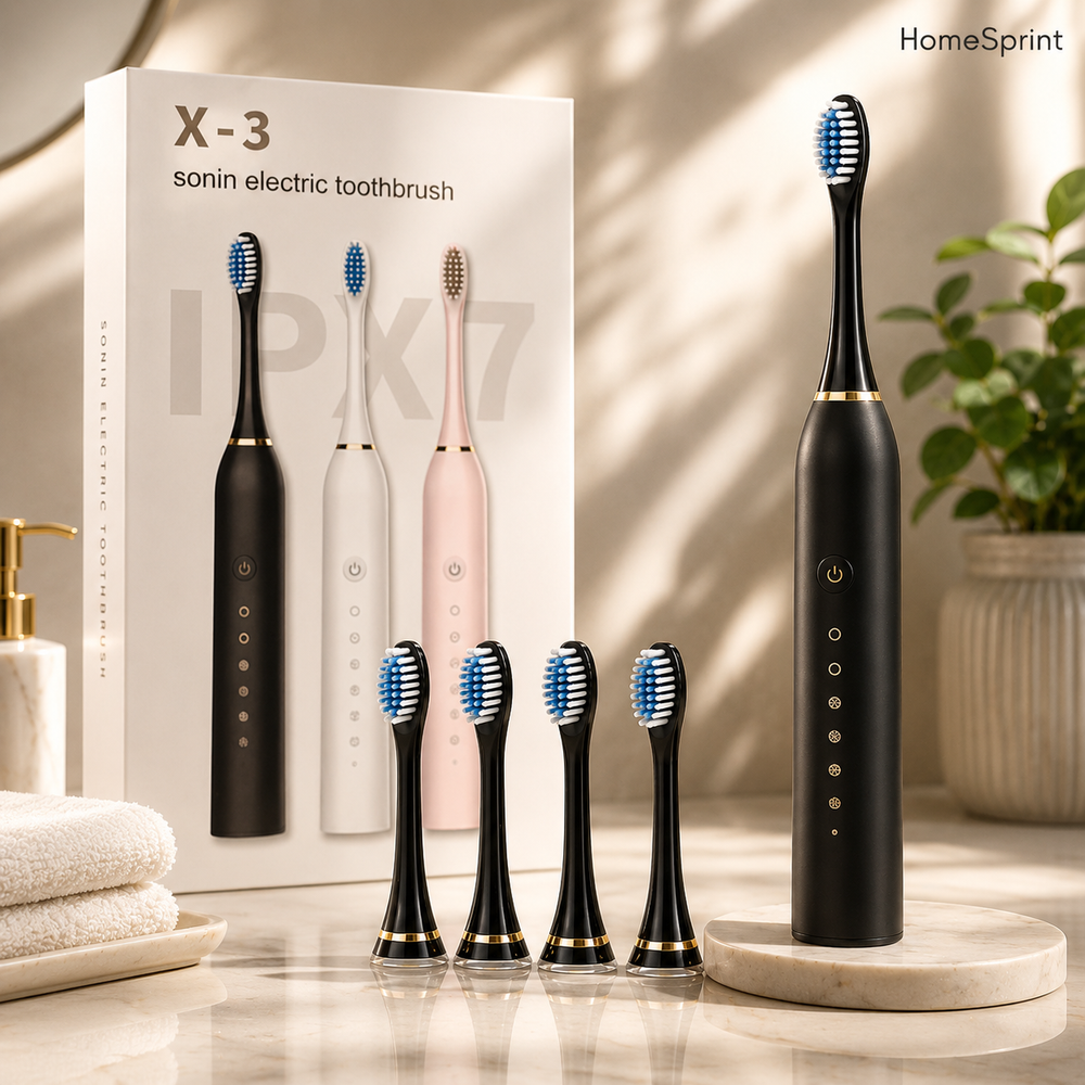 Sonic Electric Toothbrushes for Adults Kids Smart Timer Rechargeable Whitening Toothbrush Waterproof 4 Brush Head